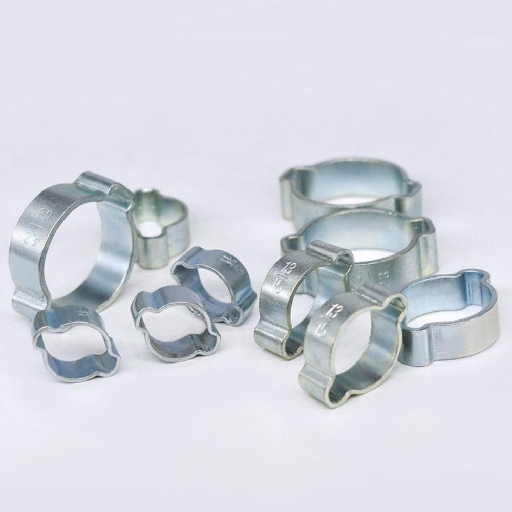 10Pcs Assortment Kit Pipe Clip Double Ears Pipe Hoop Adjustable Hose Clamp Fuel Tube Water Pipe
