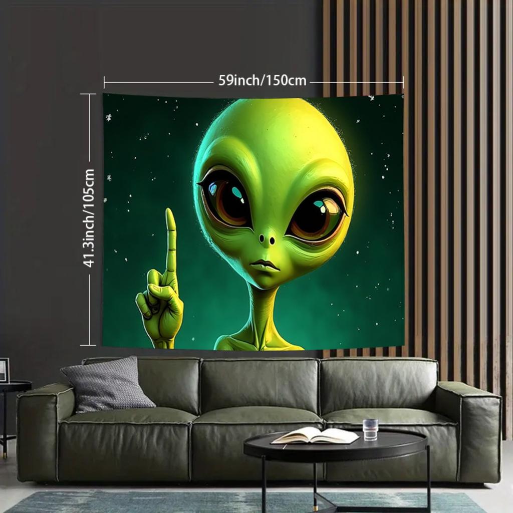 1pc Alien Oversized Backdrop Banner - Green Alien For Live Stream Party Birthday Anniversary - Easy to Use Indoor/ Decor Party Backdrop