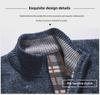 Men's Autumn/Winter Plus Velvet Zipper Knitted Cardigan Jacket with Stand Collar and Solid Color