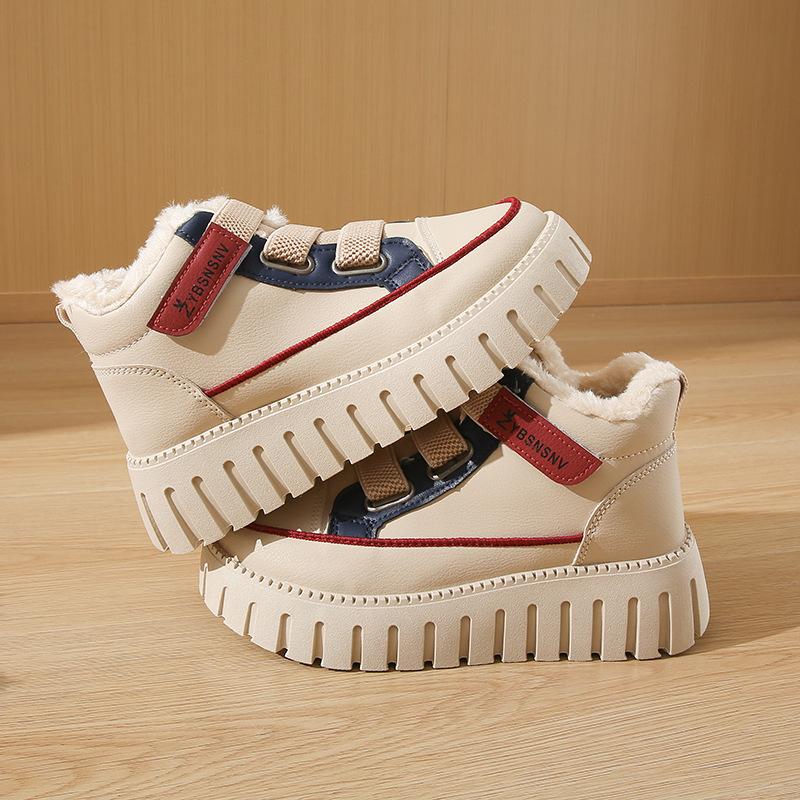 Женские зимние ботинки на толстой платформе, нескользящие ботильоны с подкладкой из искусственного меха, зимние теплые высокие кроссовки для ходьбы, женская удобная короткая обувь