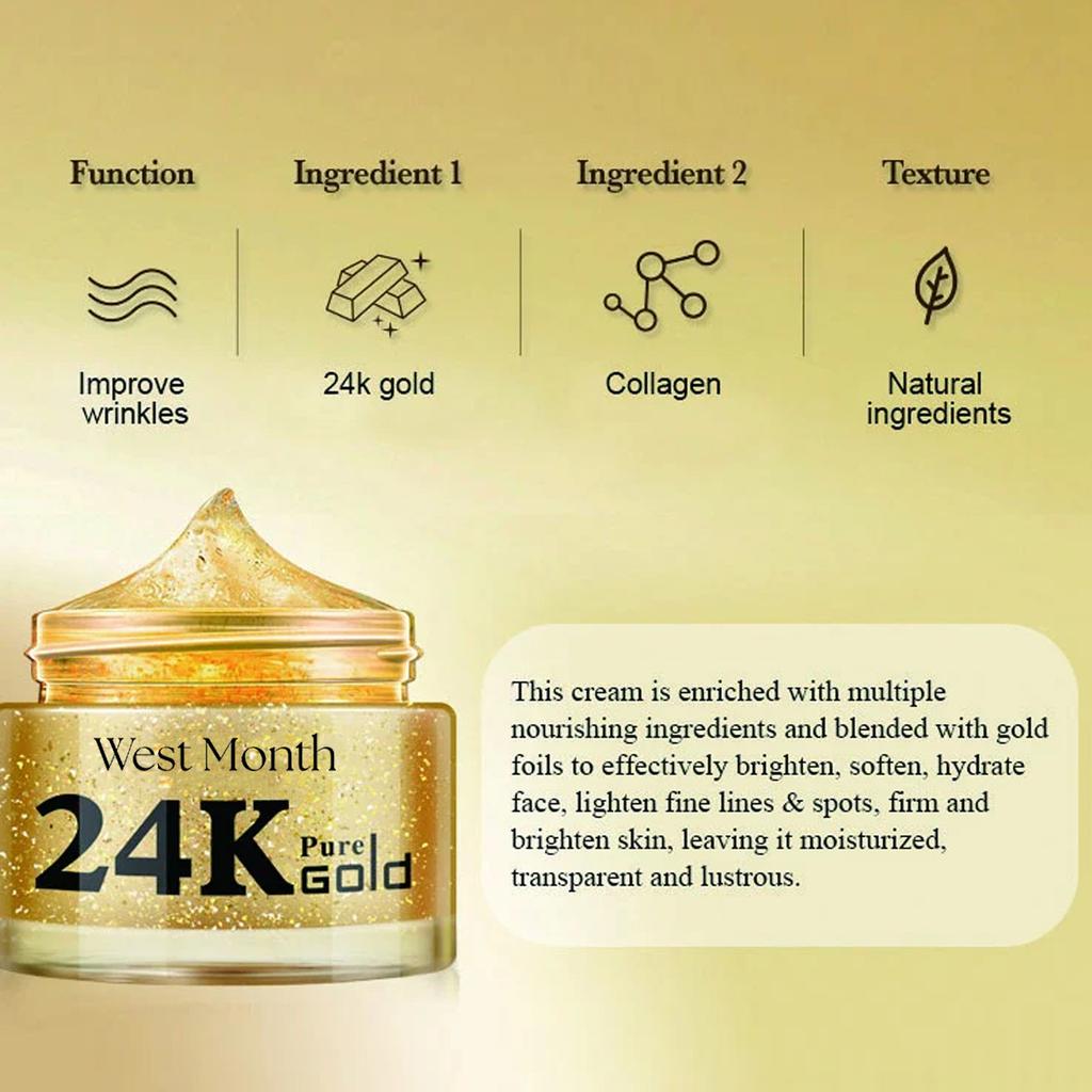 24k Collagen Cream Reduces Fine Lines Brightens Tightens Skin Whitening Anti-Aging Face Cream