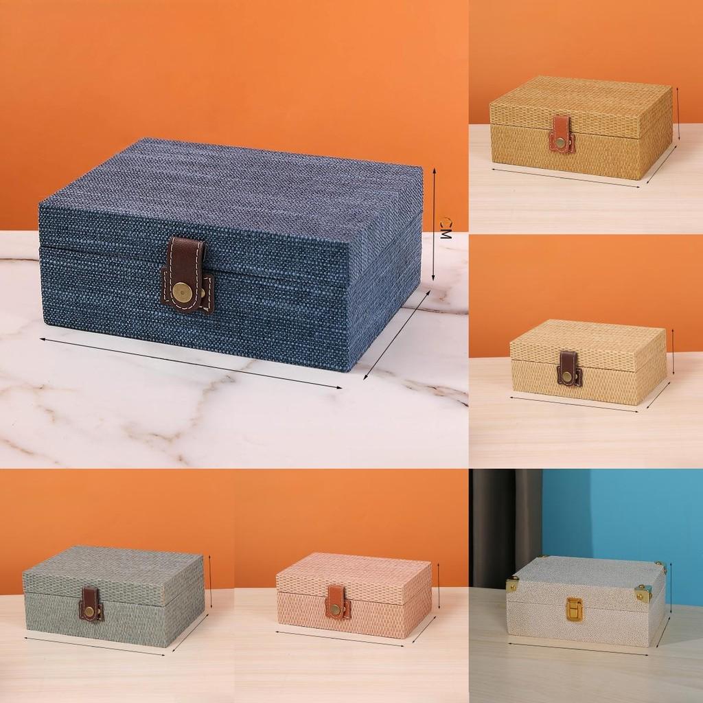 Desktop Organizer Wooden Box With Lid For Home Office Accessories Gift Storage
