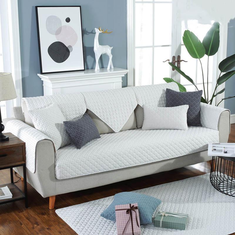 Чехлы на диван для гостиной, грязеотталкивающий чехол для дивана, серый цвет, плюшевая подушка, мебельный чехол, угловой диван, полотенце