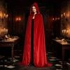 Durable Festival Costume Cloak Unisex Adults Hooded Cloak, Velvet Vampire Wizard Cape, Renaissance Dark Fantasy Cosplay Robe Medieval Halloween