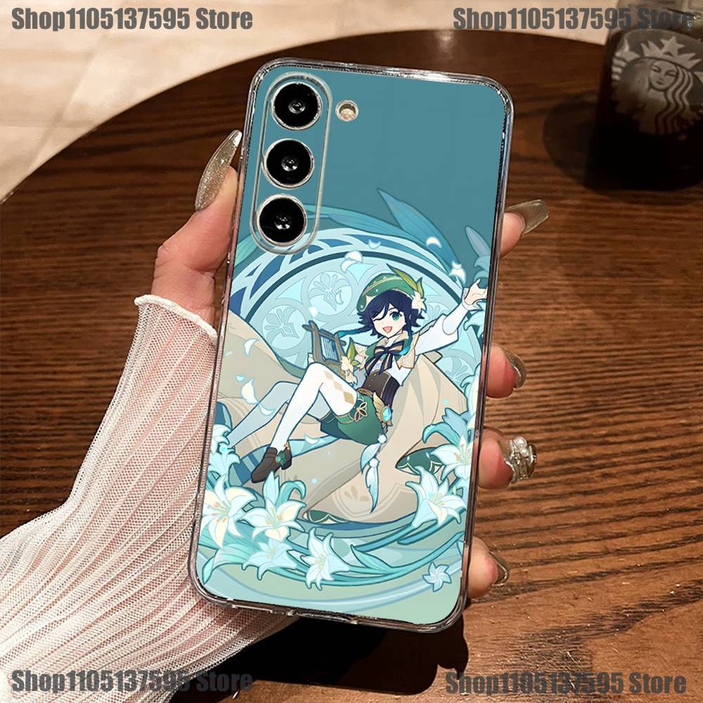 G-Genshin Impact Venti Barbatos Phone Case For Samsung S30,23,21,22,20, FE lite,S10,9,8,7 PIus Note20ultra Soft Transparent