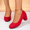 Женские туфли на низком среднем каблуке из замши на толстом каблуке 2024 года, модные новые туфли для ходьбы, сандалии, туфли-лодочки, сексуальное трендовое платье, женские туфли