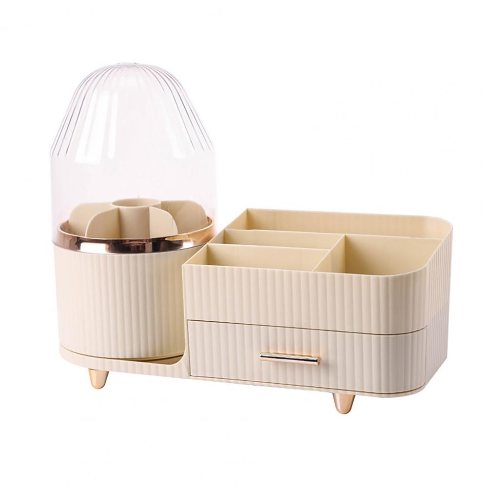 Rotating Cosmetic Storage Box 360-degree Rotating Makeup Organizer with Drawer for Capacity Cosmetic Storage Eyeshadow Lipstick