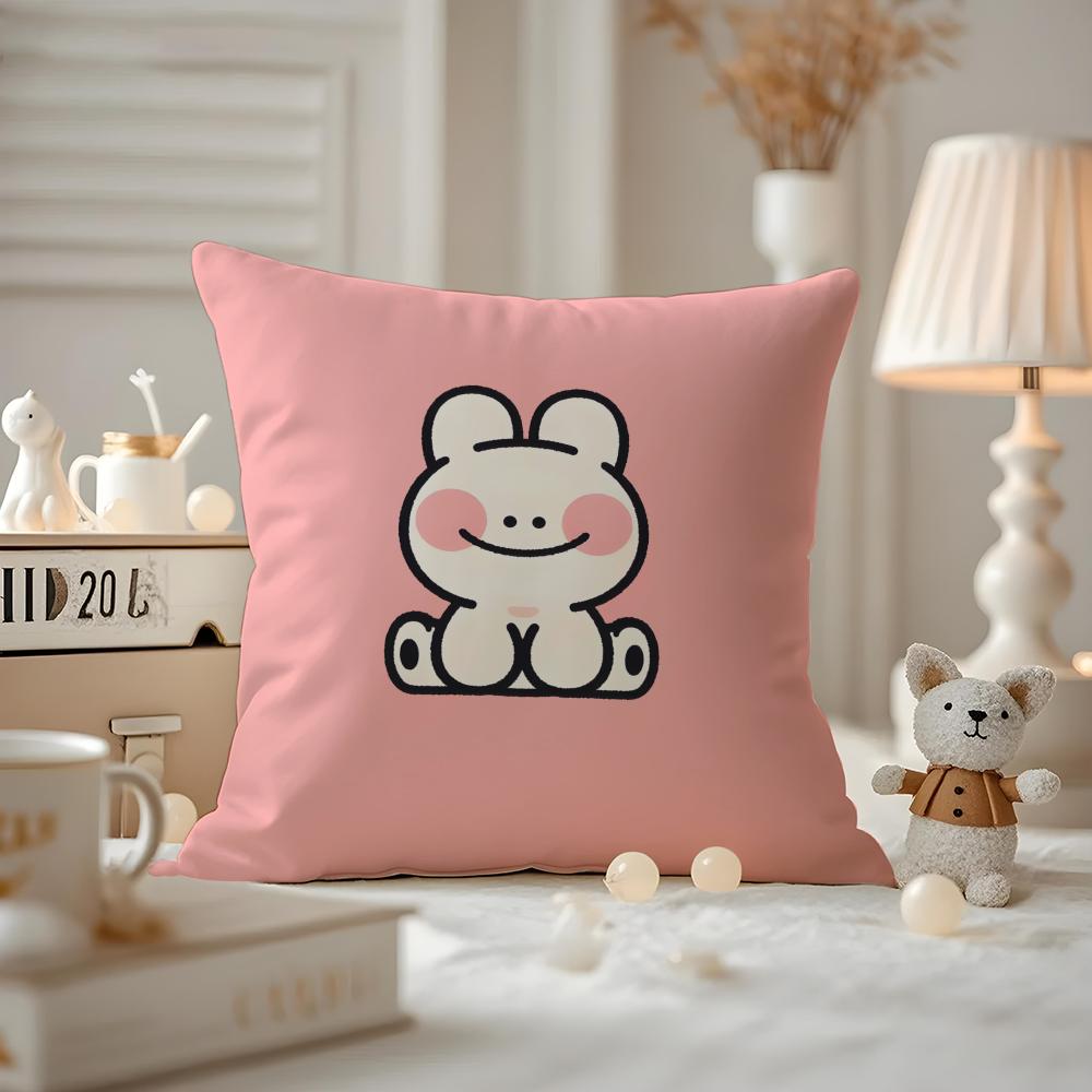 Cushion Cover Anti-dustmite Pillowcase Invisible Zipper Silky Short Plush Sofa Cushion Cover Cute Portrait