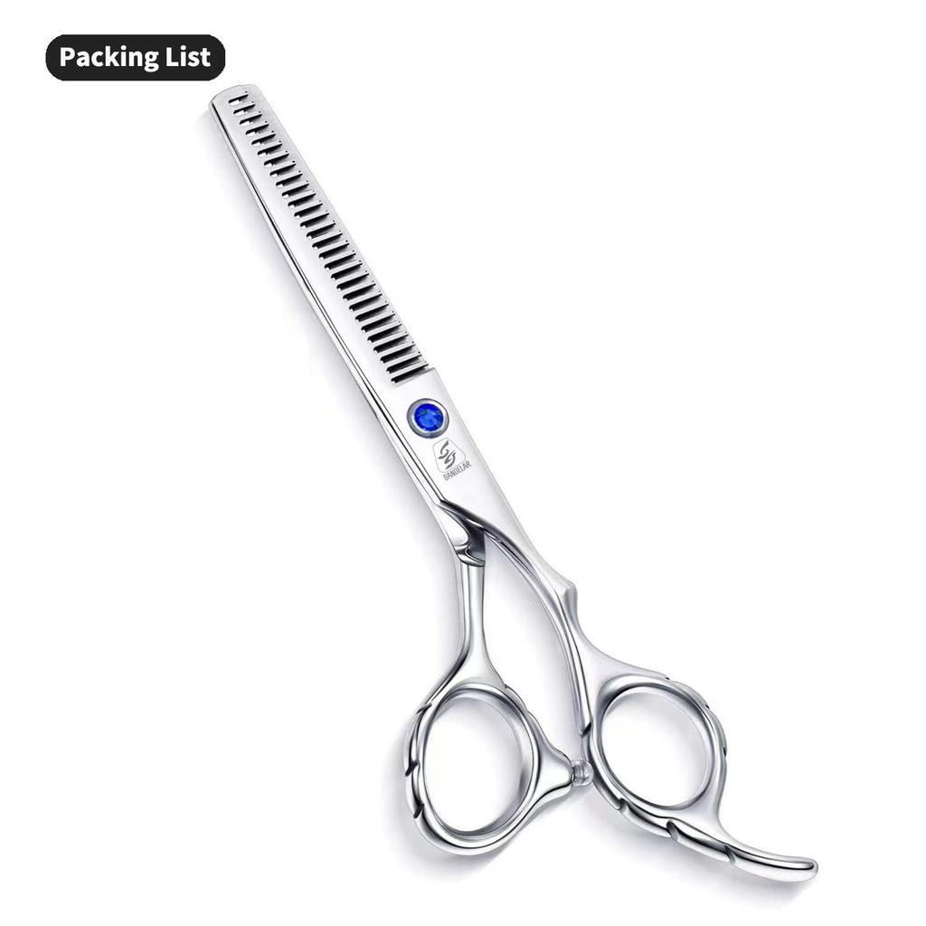SANGELAR 6 Inch Hair Scissors With Sawtooth Sharp Professional Hairdressing Scissors Cutting Thinning Shear Barber Grooming Kit
