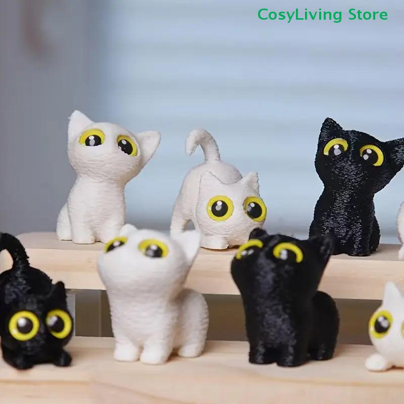 3D-печатные ornaments с большими глазами, мини-статуэтки кошек, миниатюрные милые котята, поделки для микро-ландшафтов, маленькие ornaments, украшение для рабочего стола