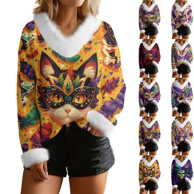 Женский модный и повседневный свитер Повседневный трикотажный пуловер с длинным рукавом Карнавальный топ