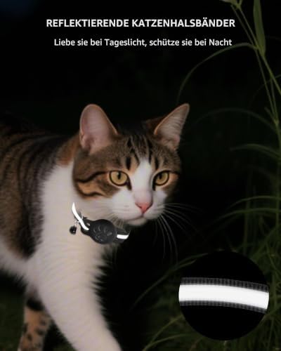 Mini Cat GPS Tracker No Subscription Required, Built-in App for iOS & Android, Route Display, Reflective Cat Collar, IP68 Waterproof