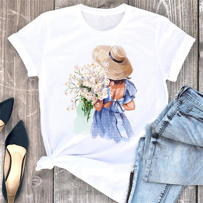 Красивые 90-е девушки принт женские топы мода O-образный вырез футболка смешная эстетика графический принт женские футболки женская одежда