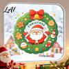 Christmas Window Clings Santa Claus Wreath Cling Cartoon Static Sticker PVC Easy Peel Film Waterproof Glass Decal for Home Holiday Party And