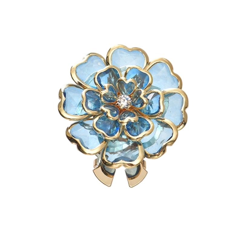 652F Decorative Shirt Button Covers Rhinestones Flower Cufflinks Clip For Shirt Jackets Dress Costume Uniform Decoration