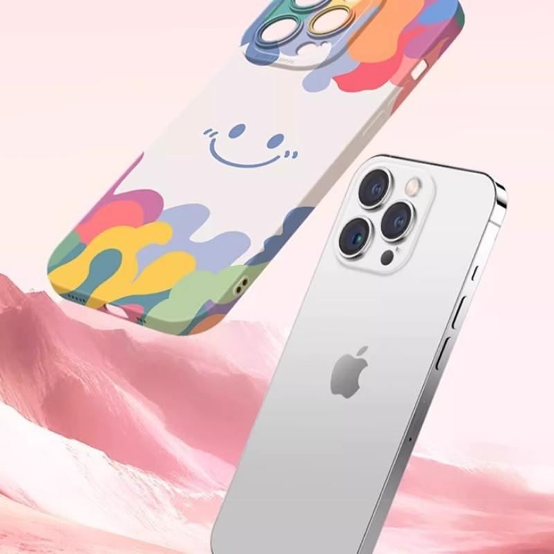 Чехол с рисунком смайлика, совместимый с различными моделями iPhone, включая iPhone 17, iPhone 14 Plus, Мягкий чехол, Милый чехол для iPhone 12, iPhone 16 Pro и т. д.