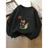 European sizes Kids' Crewneck Sweatshirt - Cute Rabbit with Flower And Apple , Sportswear And Casual Wear, Soft And Comfortable, Children's Clothing