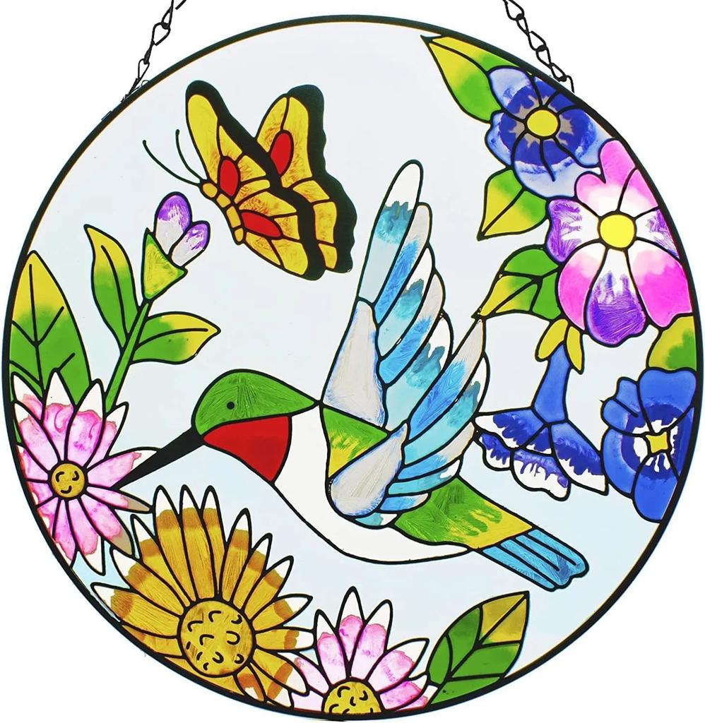 Stained Glass Suncatcher Cardinal Hummingbird Kingfisher Double Side Acrylic Panel Window Hanging Decor Ornament Bird Lover Gift