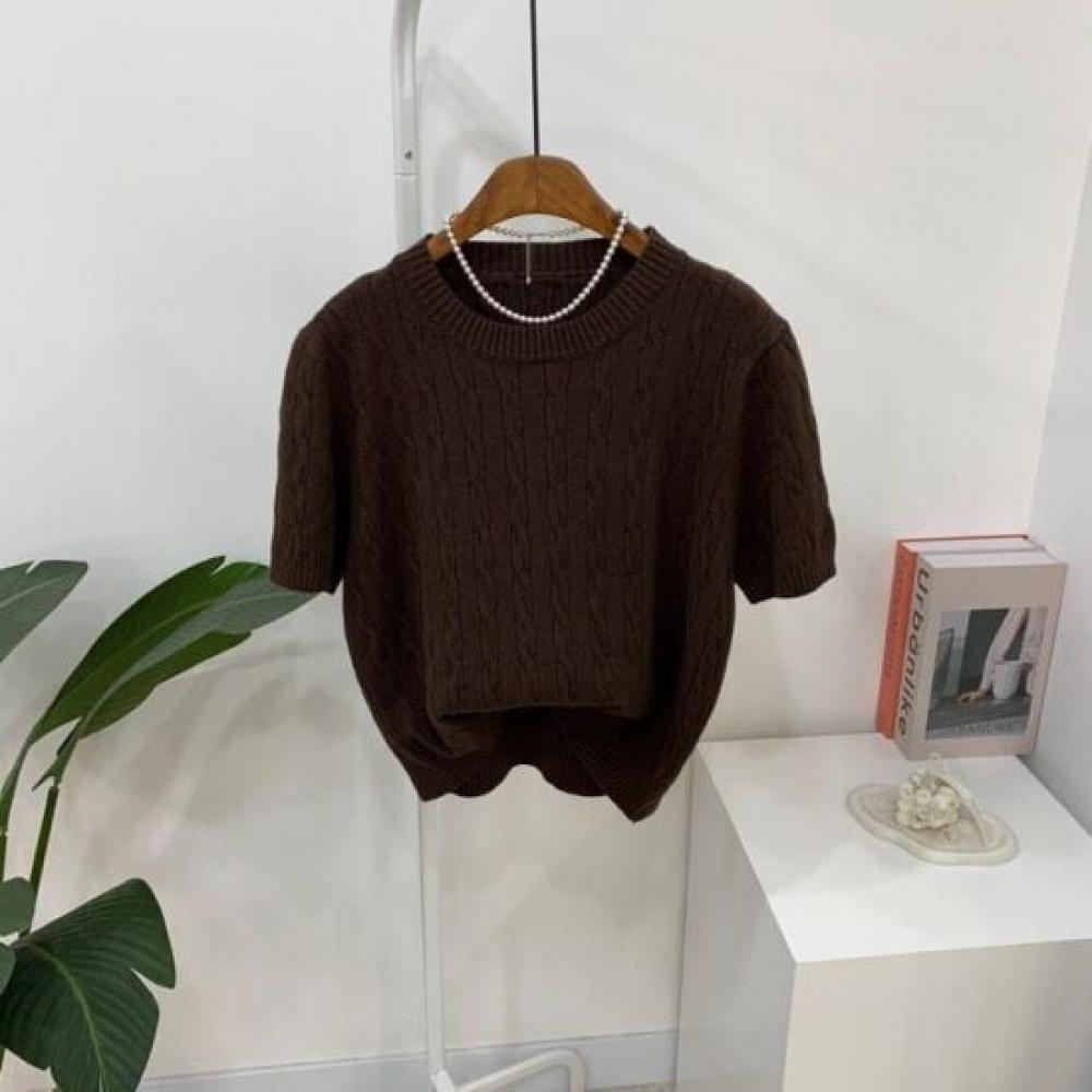 C S In The Room Boro Wool baSiC Cable Knit Short Sleeve 6 Color