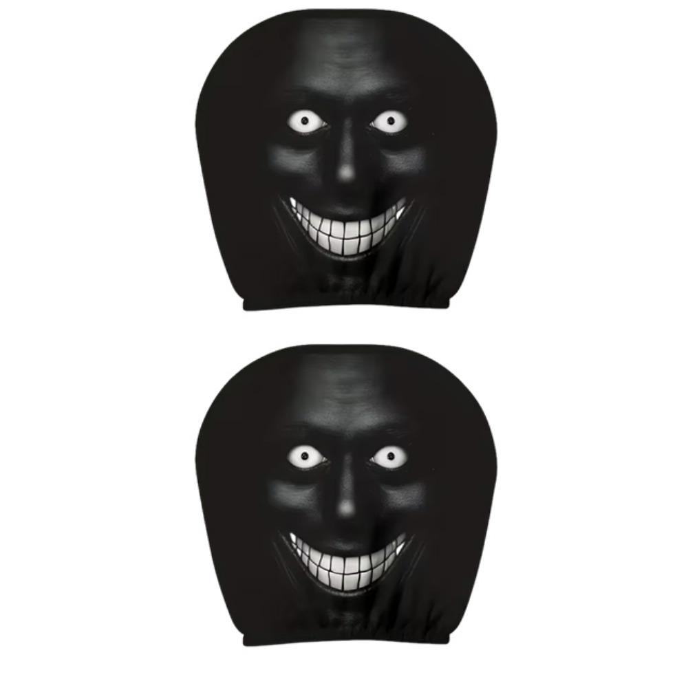2Pcs Cartoon Car Pillowcase Exaggerated Car Seat Headcover Halloween Christmas Holiday