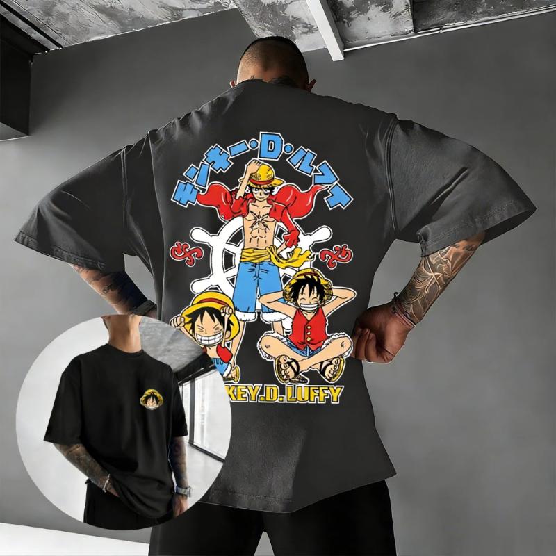 Футболка с принтом One Piece Луффи Мужская Женская Аниме Графическая Хлопковая С Коротким Рукавом Топы 2026 Летние Модные Повседневные Уличная Одежда Одежда в Стиле Y2k