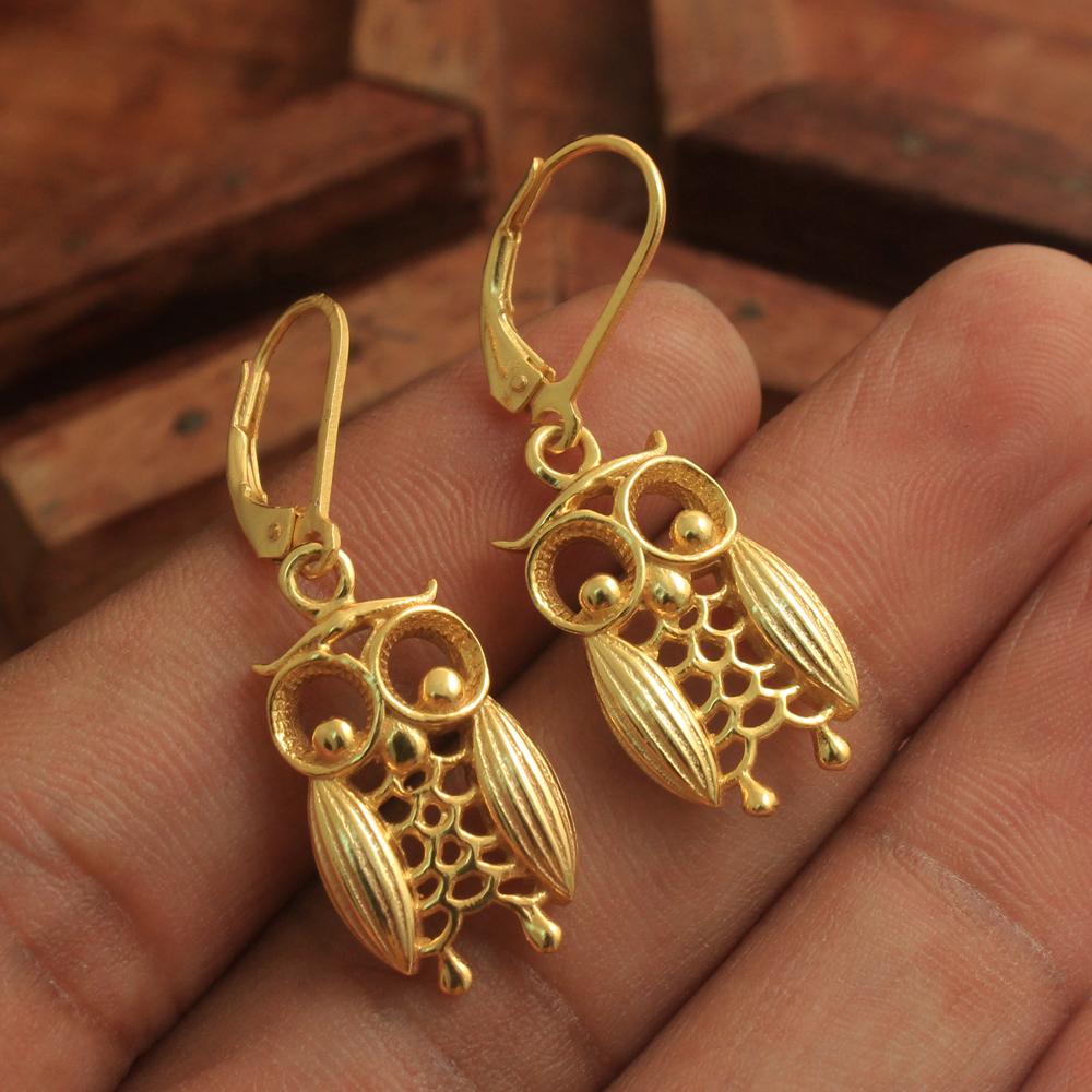 Серьги с замком на рычаге из желтого золота, твердые ювелирные изделия из стерлингового серебра 925 пробы