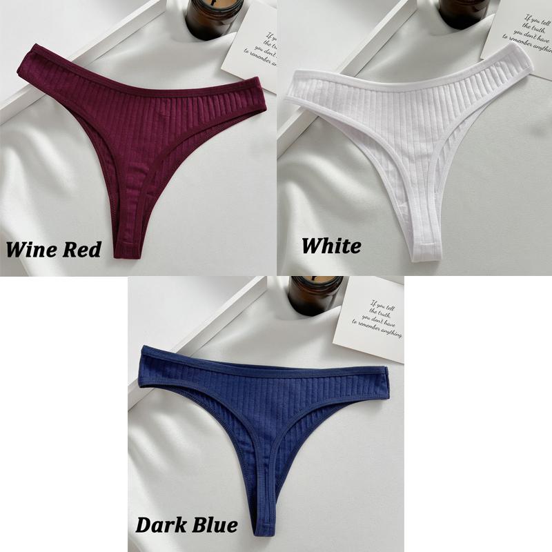 FINETOO 3 шт./компл. женские хлопковые стринги сексуальные трусики-стринги с низкой посадкой нижнее белье женское дышащее мягкое нижнее белье однотонные трусы