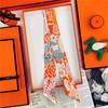 Brand Design Twill 100% Silk Scarf Luxury Print Flowers Scarf Women Foulard Skinny Bag Scarves New Hot Neckerchief Hair Headband