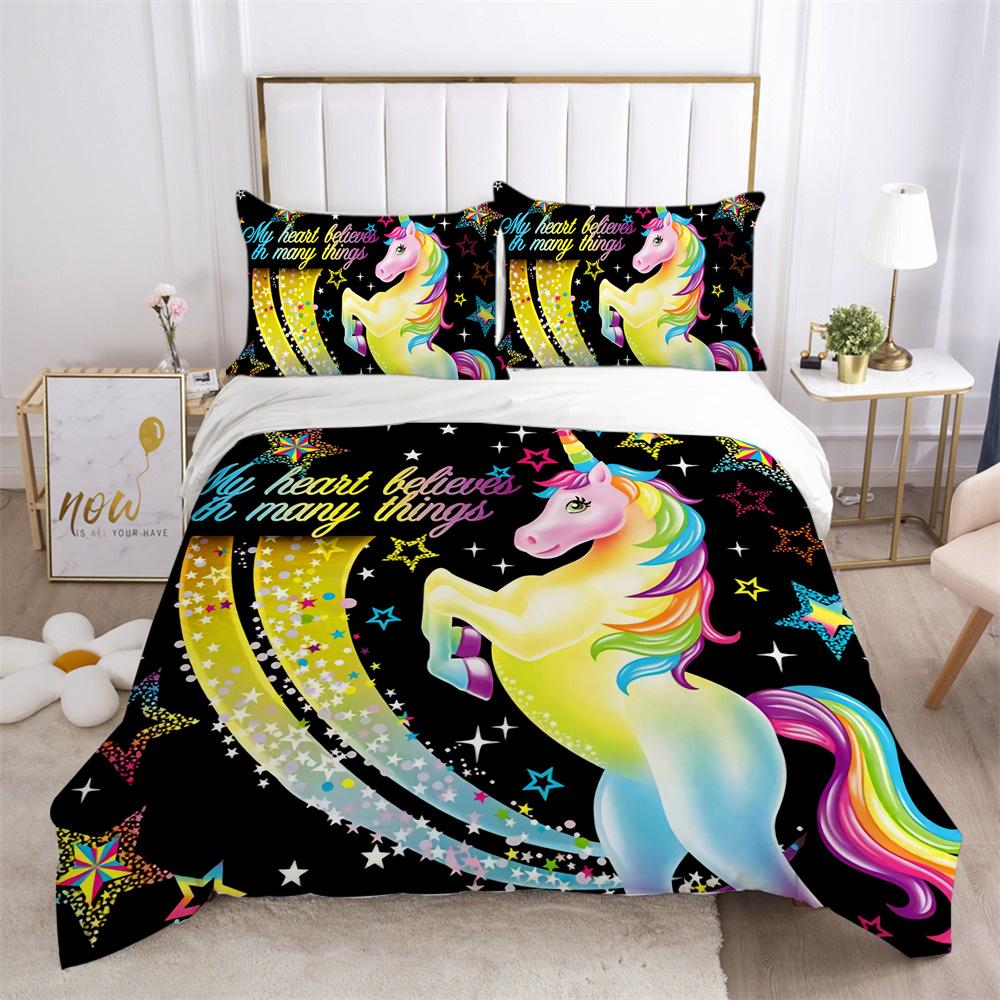 Комплект постельного белья с 3D принтом единорога, комплект постельного белья одного размера, высококачественный полиэстер, декор для детской спальни