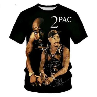 Новая футболка Харадзюку Мужская футболка Мода 2pac Графические футболки Хип-хоп Мужские футболки Летние топы Футболки Мужская дизайнерская одежда