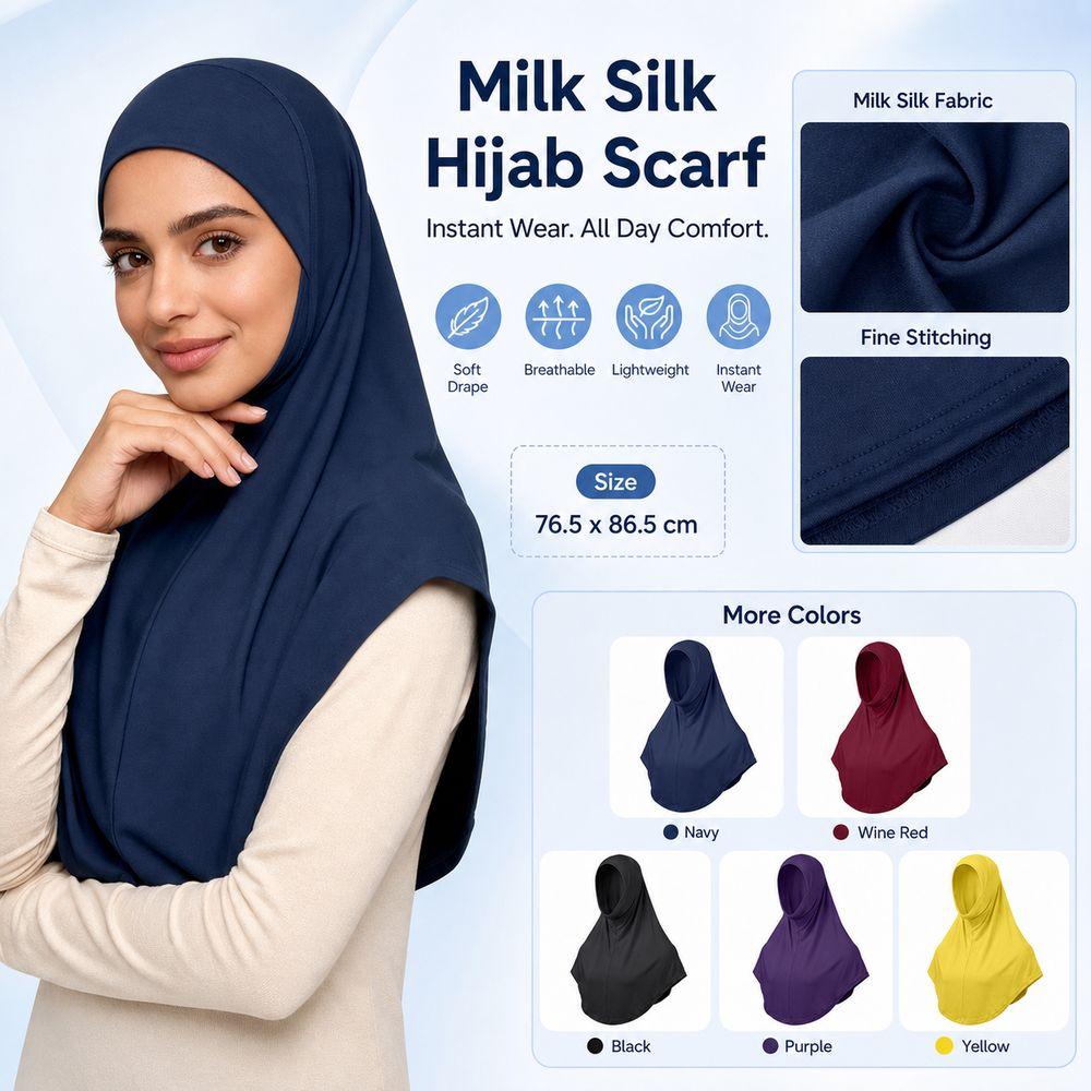 Soft Fabric Pullover Hijab Full Coverage Women Hijab Scarf New Instant Turbans  Daily Wear
