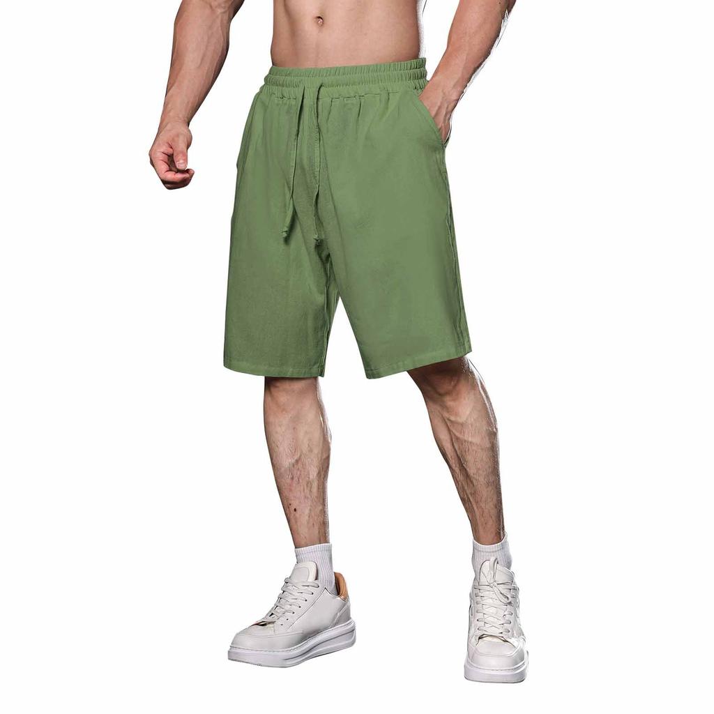 Мужские повседневные шорты на шнурке Мужские дышащие шорты из хлопка и льна
