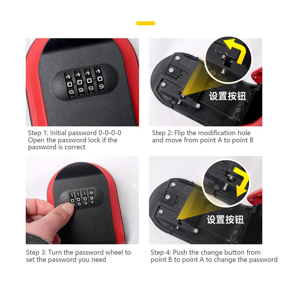 Настенное хранилище ключей, 4-значный кодовый сейф для хранения ключей, пластиковый сейф для ключей, для использования в помещении и на открытом воздухе для домашнего офиса