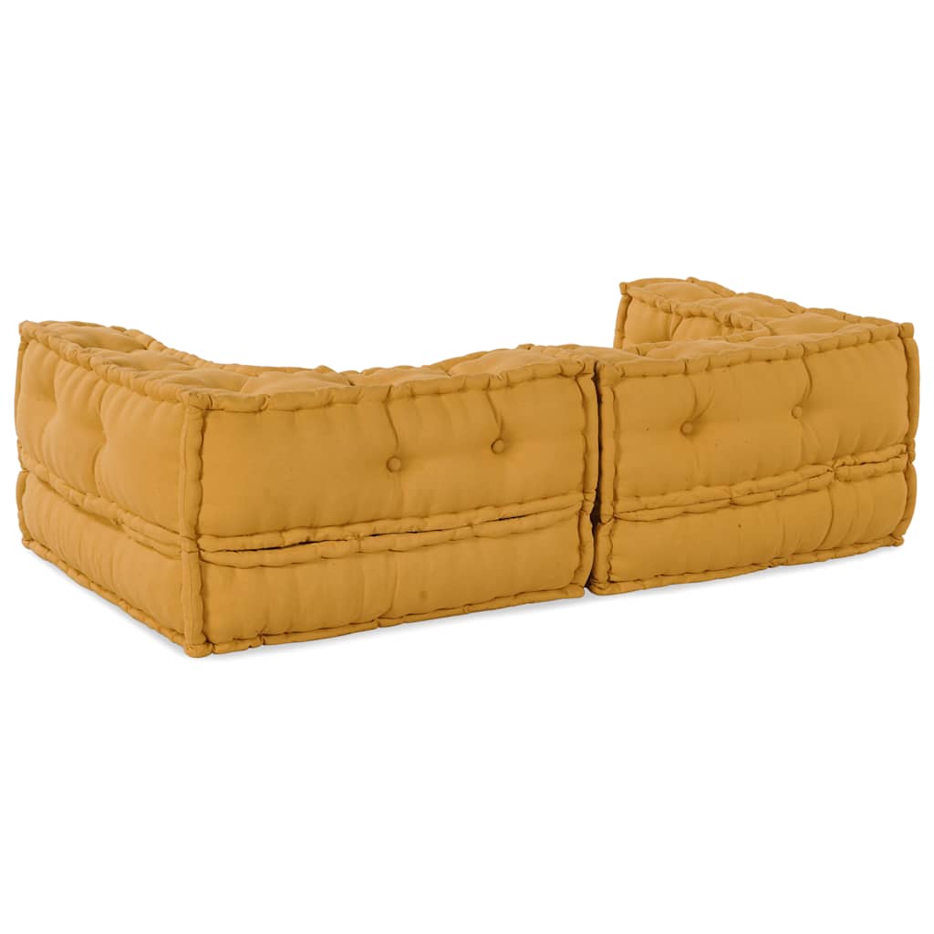 2 Seater Modular Sofa Yellow 140 x 70 x 36 cm Fabric
