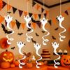 8pcs Paper Ghost Ceiling Decoration Spooky Halloween Spiral Banner Ghost Festival
