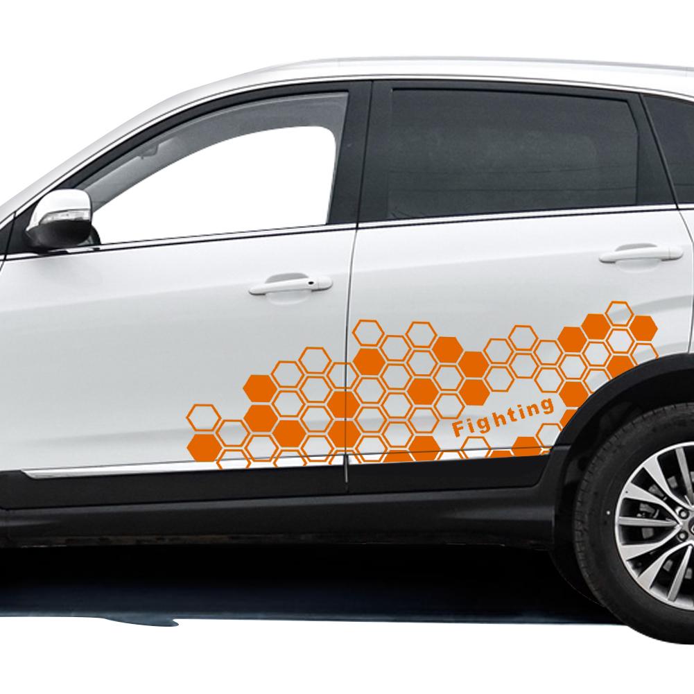 2 шт. наклейки на боковые поверхности кузова автомобиля, сотовая графика, боковые наклейки для талии двери, виниловые наклейки из ПВХ, декоративная картинка