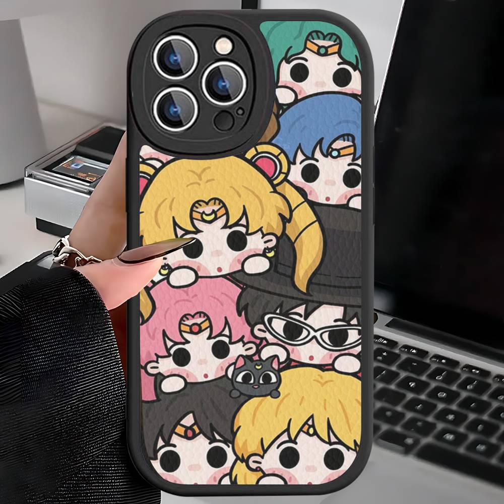 Чехол для телефона S-Sailors Anime Moon для iPhone 16 15 14 13 12 11 Pro Max Plus 16E Мягкий кожаный чехол