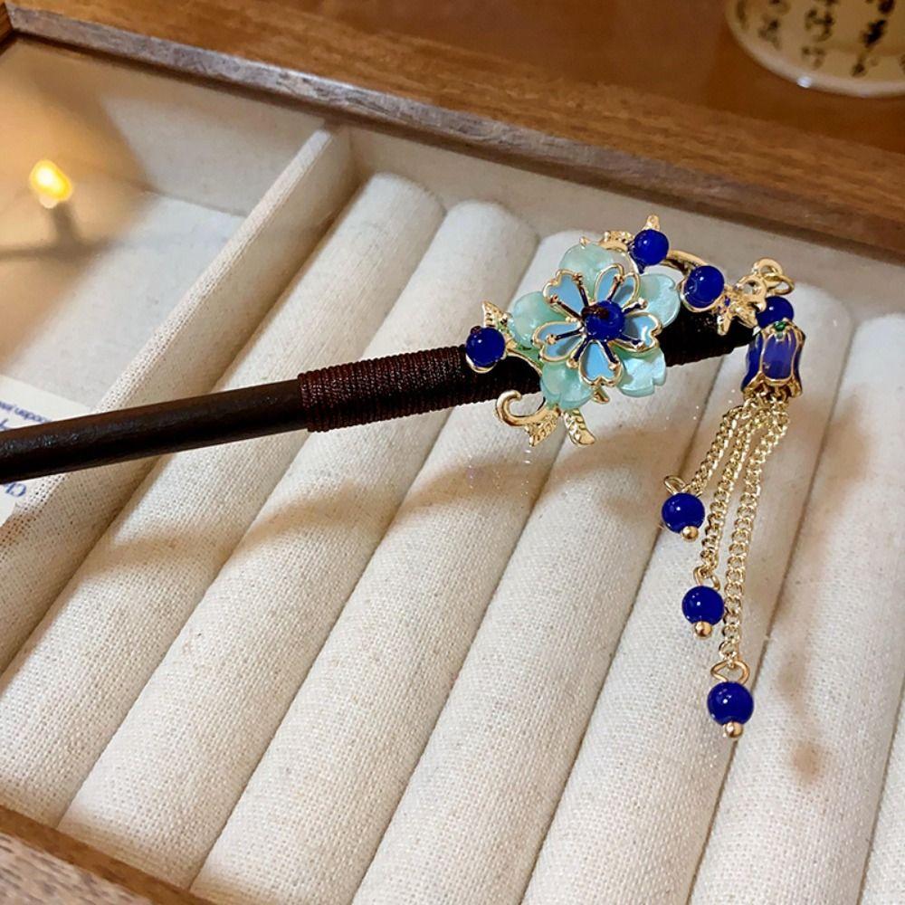 Деревянные палочки для волос Ханфу в древнем стиле, цветочная вилка для волос, палочка для волос в китайском стиле, на каждый день