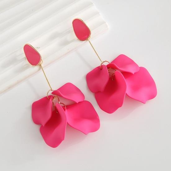 1 Pair Rose Flower Petal Drop Earrings Exaggerated Dangle Earrings Women Piercing Stud Earrings Jewelry Gift
