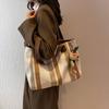 Women Thick Cloth Shoulder Bag Female Striped Canvas Handbag Ladies Crossbody Messenger Bag Commuter Big Zipper Purse Books Tote