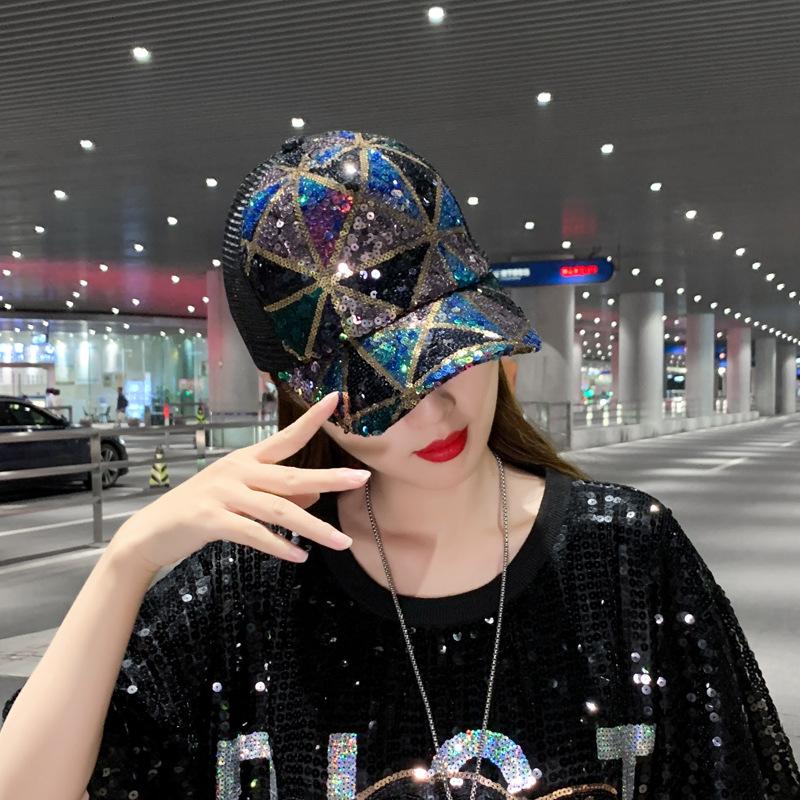 Бейсболка со стразами и пайетками детская весенне-летняя универсальная солнцезащитная кепка с козырьком и сеткой, модная