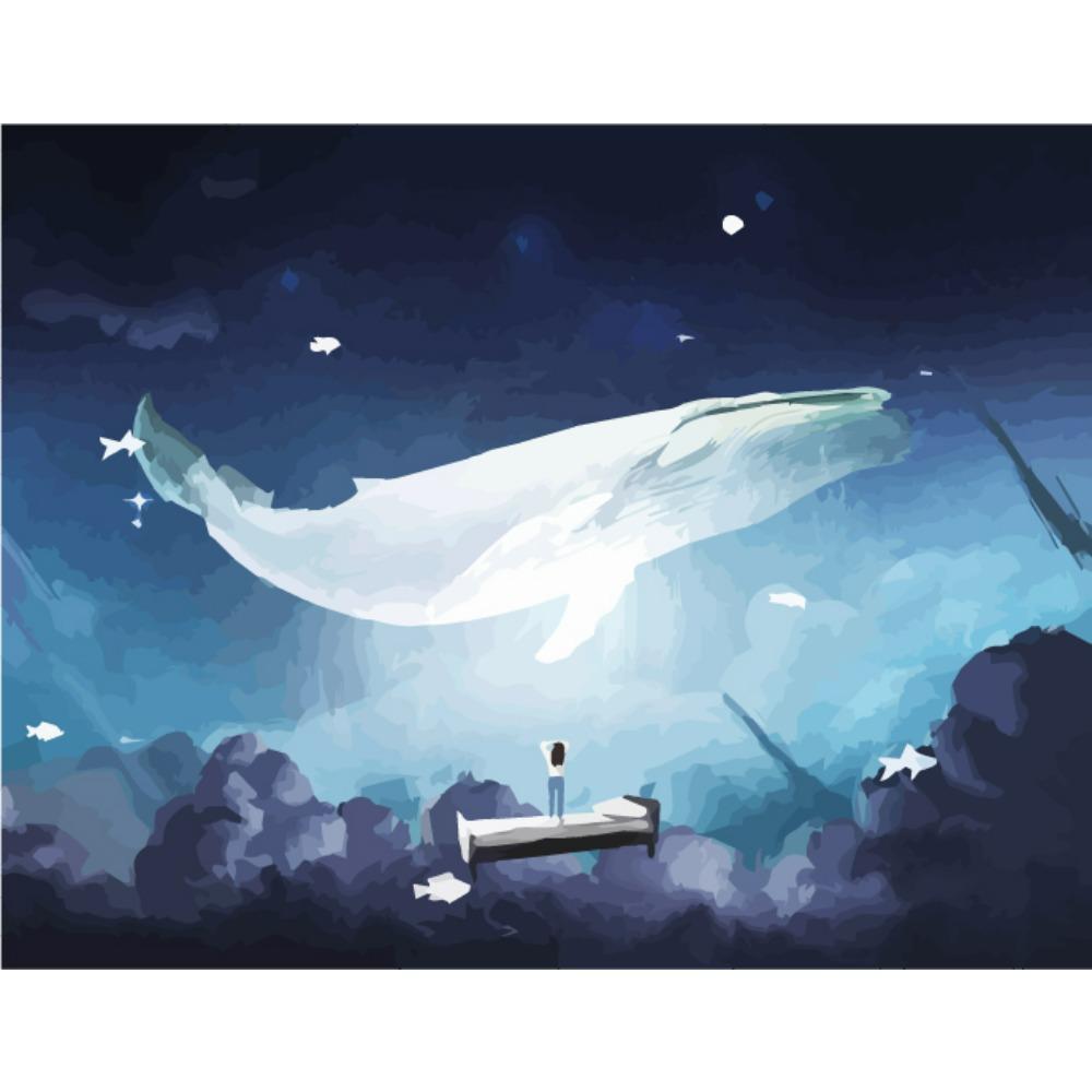 40x50 см Картина по номерам Фэнтези Звездный мир Рисунок на холсте Ручная роспись Художественный подарок Домашний декор DIY Кит Животное Девушка Наборы картинок