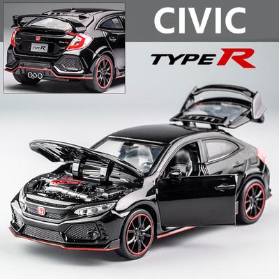 FIQ1 1:32 HONDA CIVIC TYPE-R Металлическая модель автомобиля Литье под давлением и игрушечные транспортные средства Металлическая модель спортивного автомобиля Звук и свет Коллекция Подарок для детей