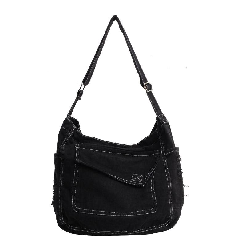 Джинсовая сумка Женская сумка через плечо большой вместимости Студенческая сумка через плечо