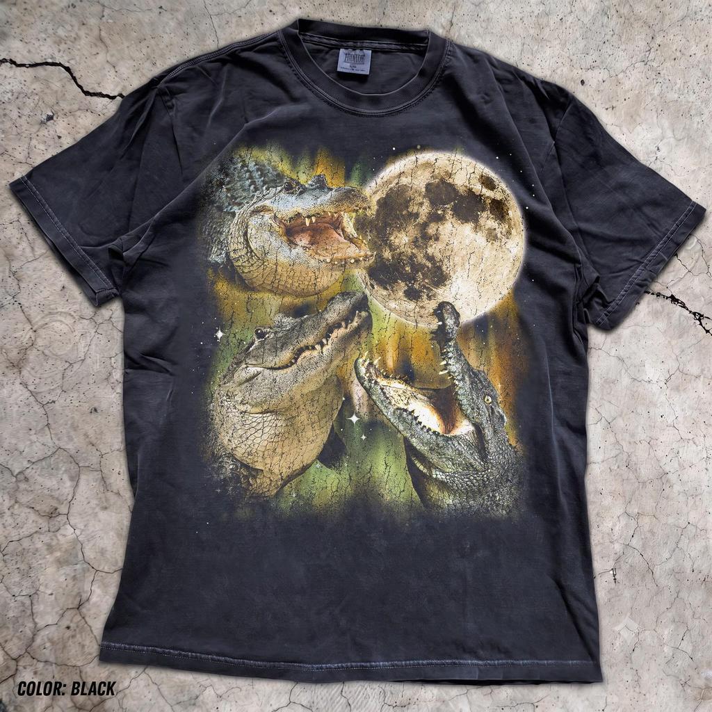 Alligator Moon Shirt, Crocodile Graphic Tee, Retro Wildlife Top