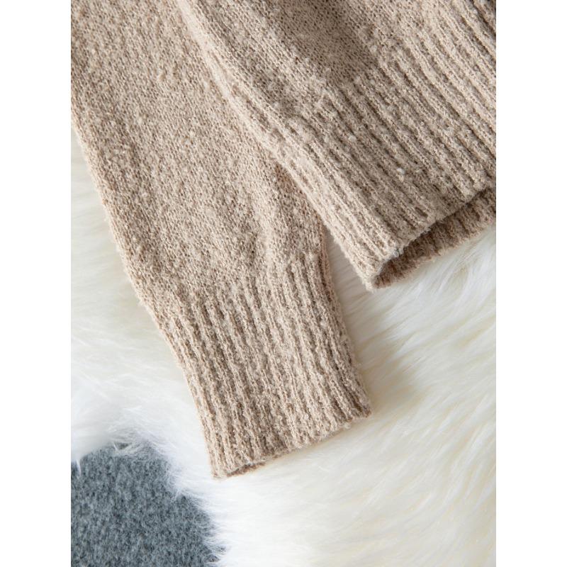 Women S Solid Color Loose V Neck Long Sleeve Knit Pullover Sweater