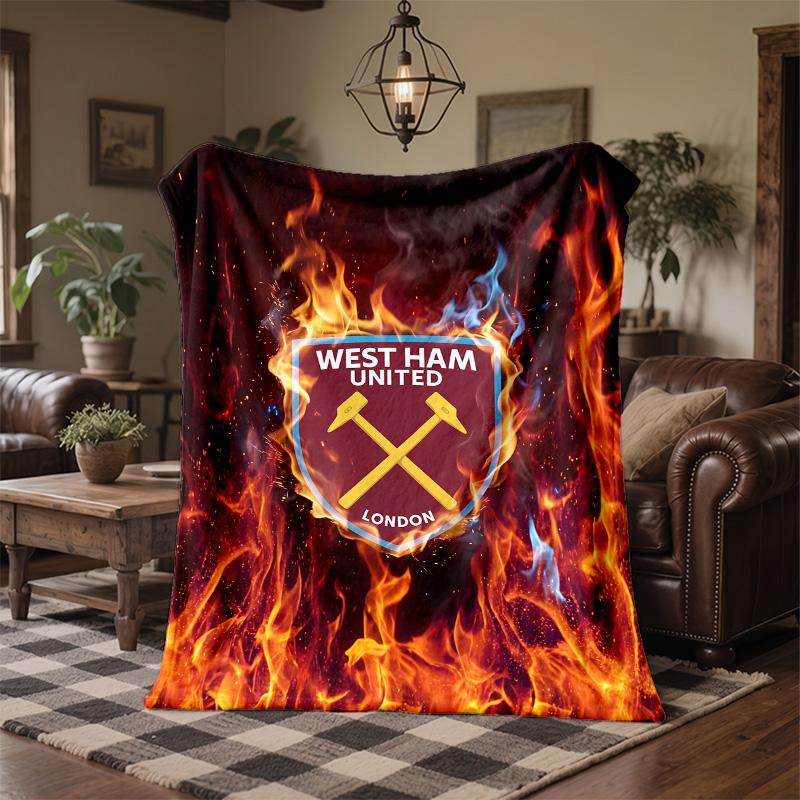 West Ham United Football Print Flannel Blanket Soft Warm Sofa Bed Throw Blanket For Home Office Bedroom