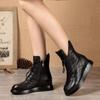 Genuine Leather Winter Boots Women Shoes Zip Round Toe Height Increasing Leisure Sewing Platform Boots