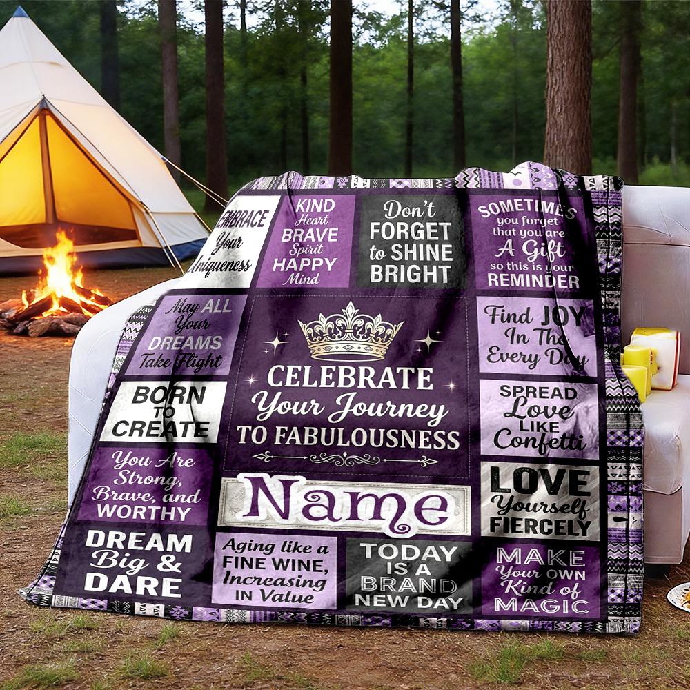 Customize Your Name Outdoor Blanket Celebrate Your Journey To Fabulousness Soft And Lightweight Allseason Multipurpose Blanket For Travel Camping