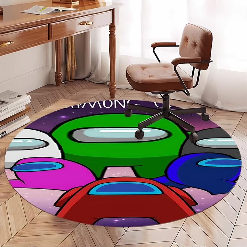 Among Us Pattern Round Rug, Indoor/Outdoor Mat, for Picnic, Gameroom, Bedroom, Office, Living Room, Home Decor Carpet, Birthday Gift